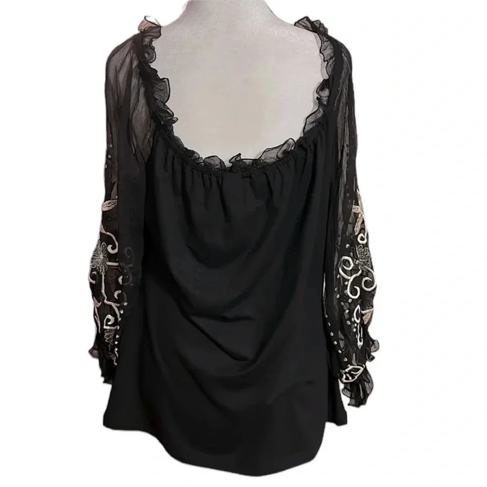 Vintage Collection off shoulder embroidered longsleeve tops size XL - Picture 5 of 9